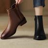 Короткие ботинки в английском стиле для женщин, новые ботинки челси из мягкой кожи на толстом каблуке, весенне-осенние ботильоны, французская офисная обувь