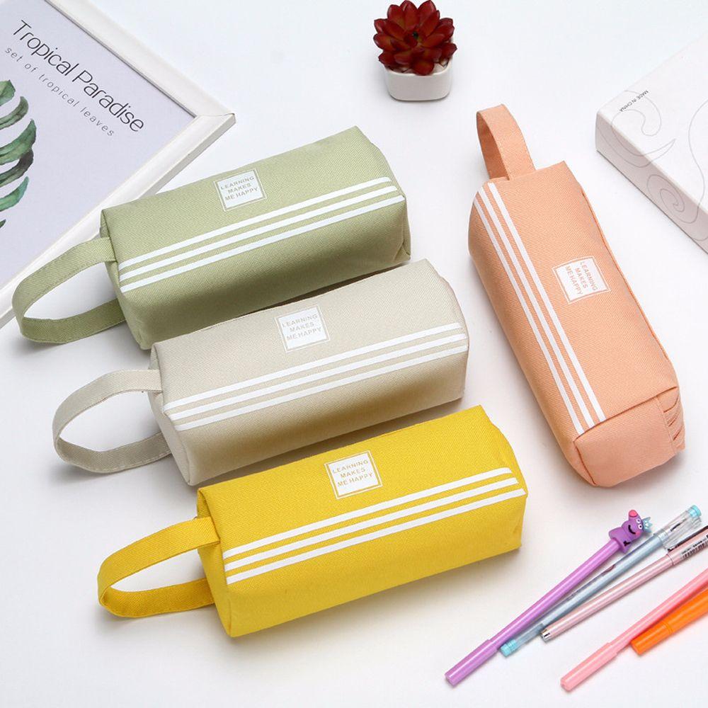 Portable Big Storage bag School Stationery Candy color Pen Case Pen Bag Pencil Case Double layer