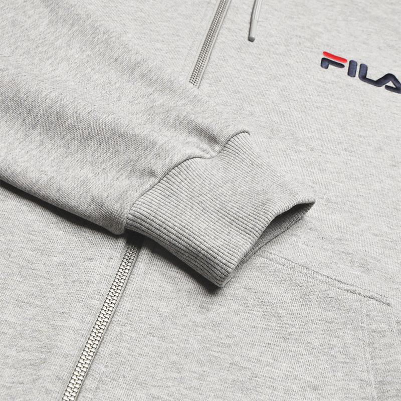 Men's FILA Jackets Unisex Soft Heather Gray Hooded (Non-detachable) Moderate Straight Fit