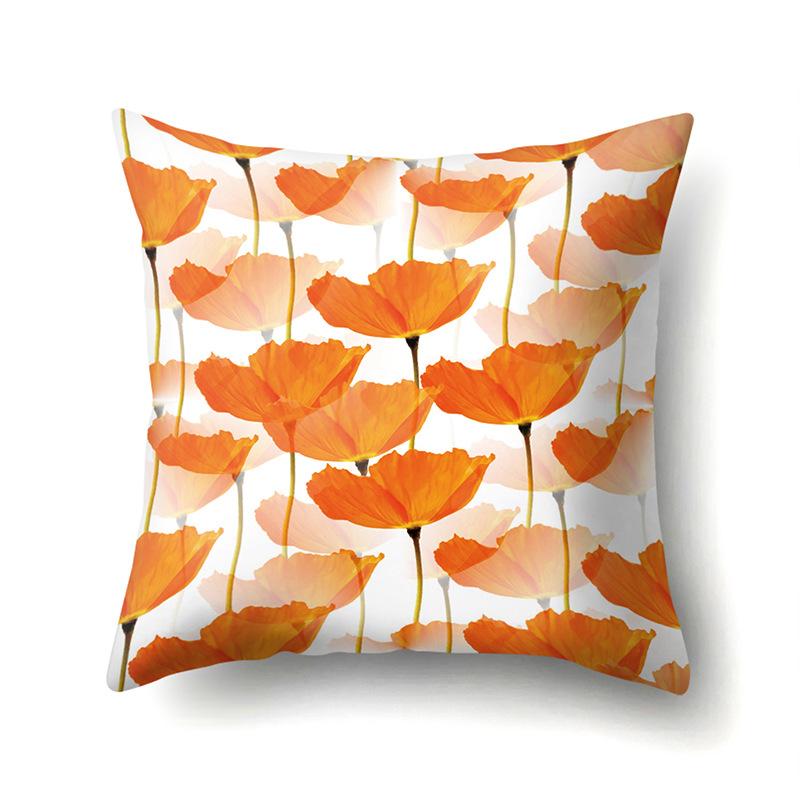 Полиэстеровая наволочка Декоративные цветы Домашнее растение Принт Наволочка Поясничная подушка Чехол на подушку для дивана