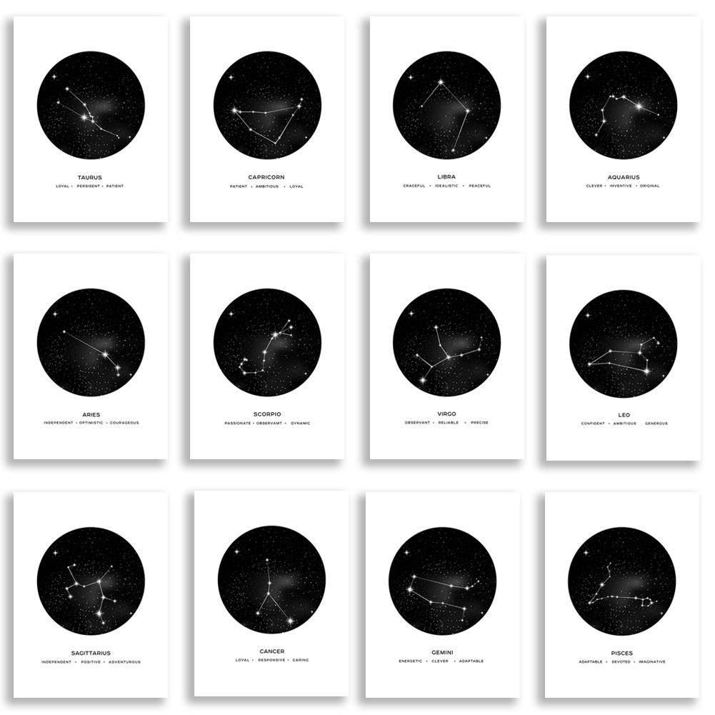 Созвездие настенное искусство холст постер скандинавский минималистский геометрический астрологический декор комнаты холст