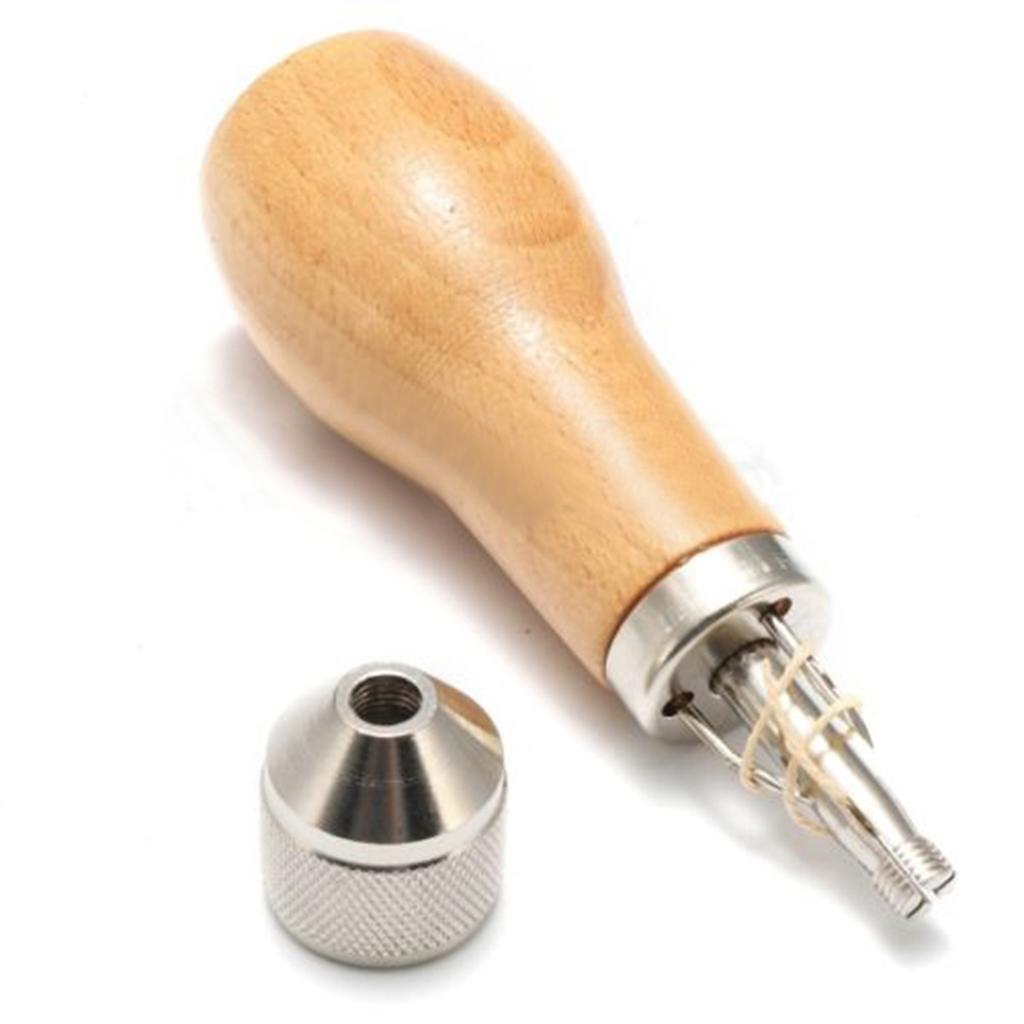 1pc New Leather Craft Tool Stitching Sewing Awl With Waxed Thread And Needles
