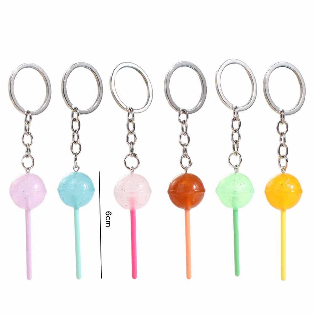 3D Food Simulation Lollipop Jelly-colored Candy Key Rings Lollipop Keychain Handbag Pendants