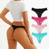 6 Pieces Women's Pure Cotton Thongs, Low-rise Girls' Underwear Lace Women's T-pants