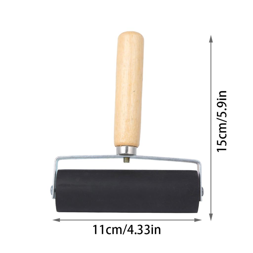 Резиновый печатный валик черный съемная деревянная ручка печать художественные принадлежности для поделок L