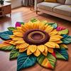 3D Sunflower Area Rug Absorbent Quick Dry Plush Diatomaceous Earth Floor Mat Non-slip Living