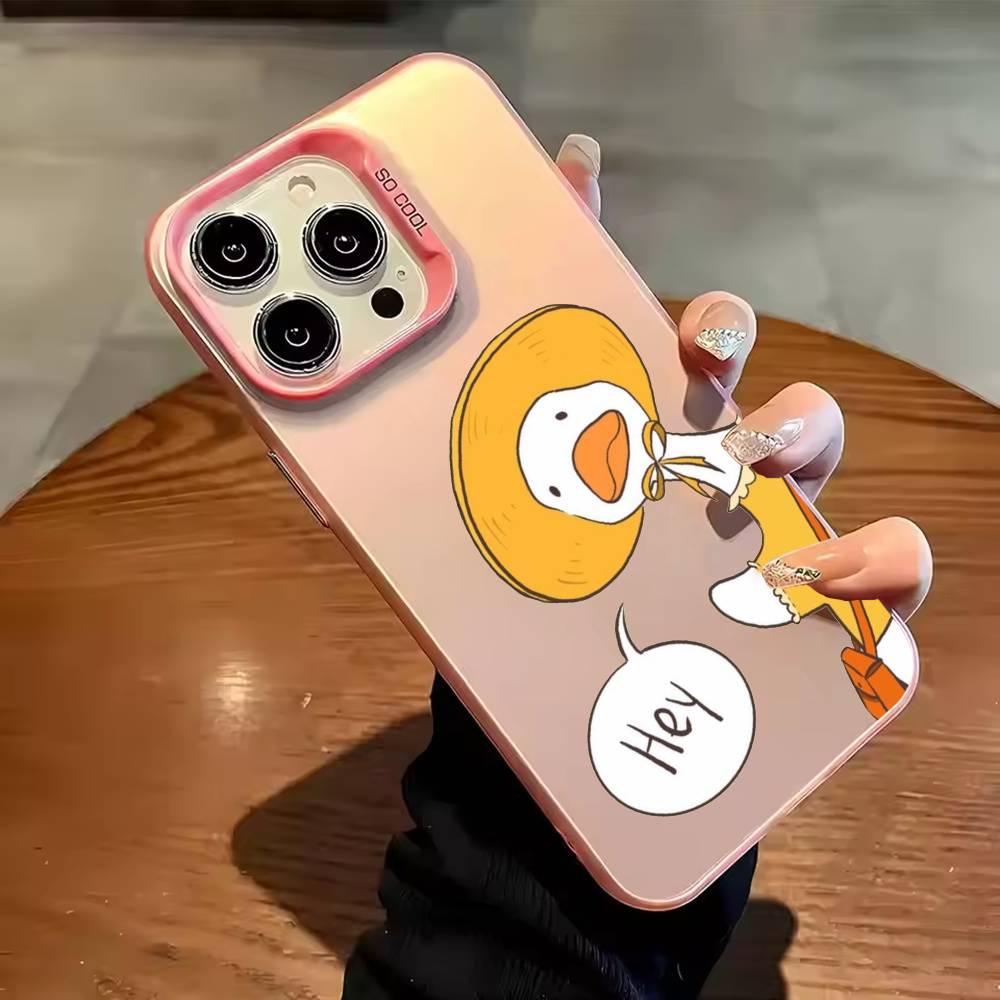 cute duck couple wallpaper Phone Case For iPhone 17,16,15,14,13,12,11,Pro Max,Plus Candy Silver Cover