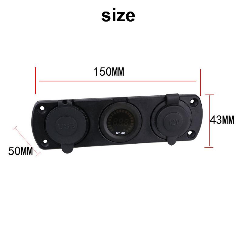 Водонепроницаемая панель 12 В с 3 отверстиями, двойной USB автомобильное зарядное устройство, розетка, цветной экран, вольтметр, комбинированные аксессуары