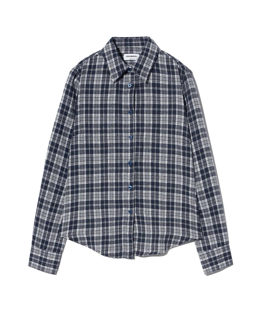VIVABROWN 85-Viva077 Шахматная рубашка с длинным рукавом Slim Fit, в клетку, темно-синяя