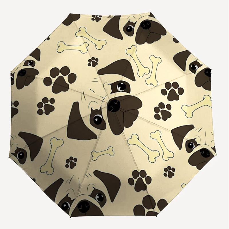 1PC Pug Bone Umbrella-8-Rib Reinforced Portable Folding Travel Suitable for All Seasons Outdoor Daily Use -J0344