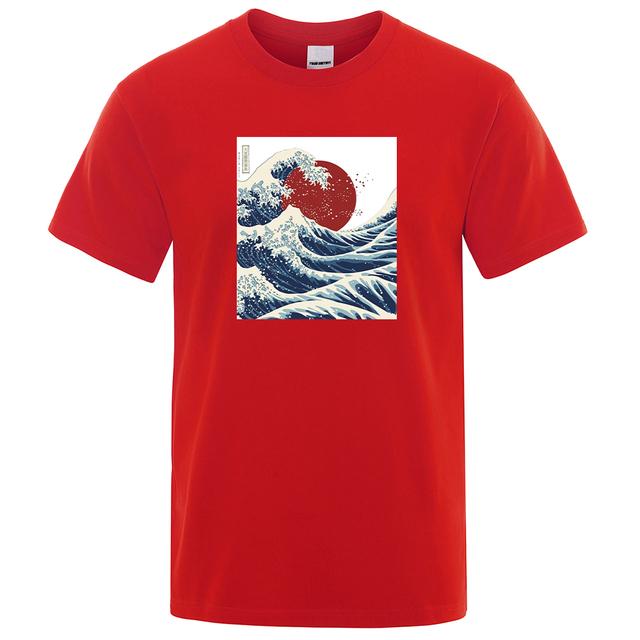Футболки унисекс с принтом Fukushima Sun Waves Ukiyo E, удобные свободные футболки, модные дышащие топы, винтажные брендовые футболки унисекс