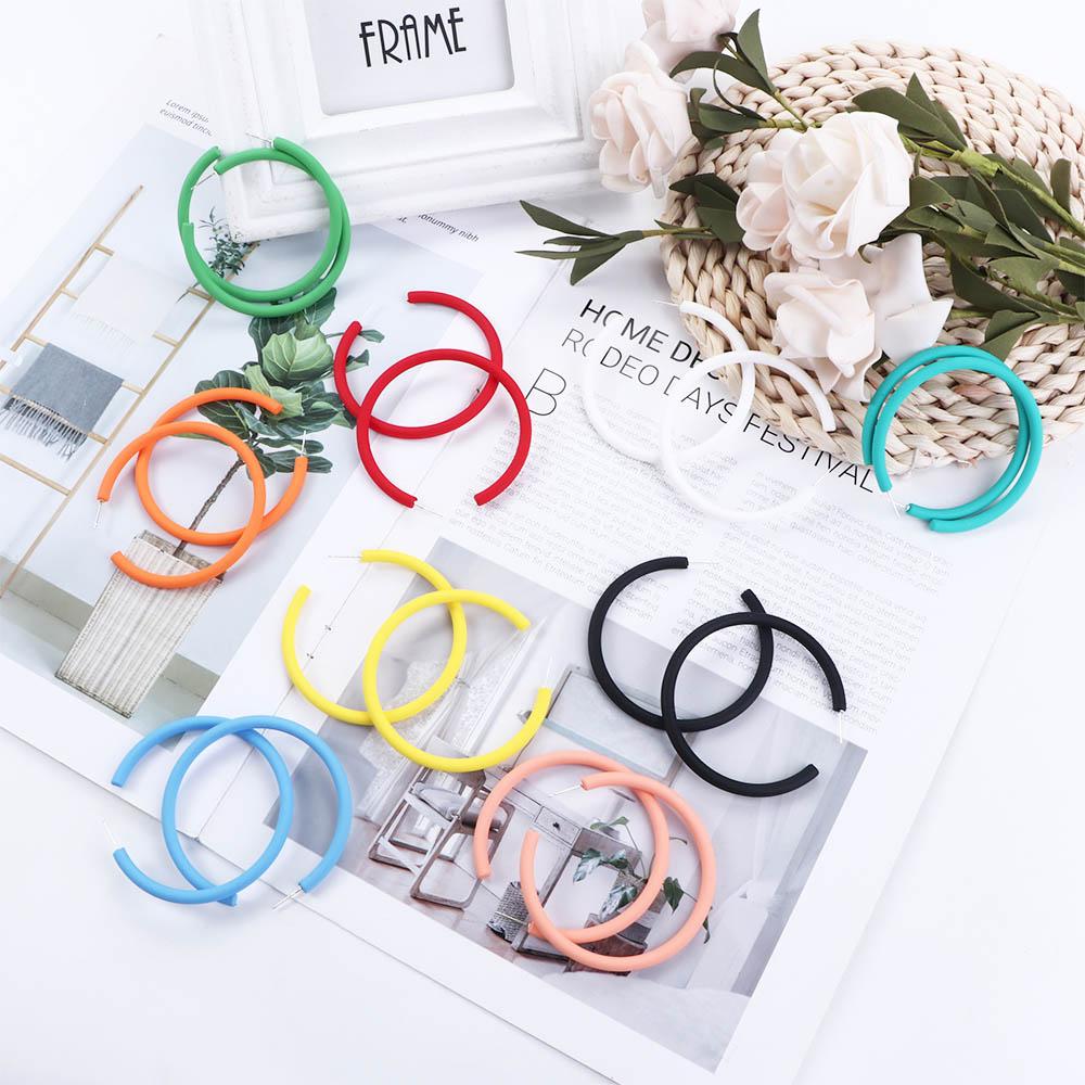 Ladies Candy Color Round Simple Personality C-shaped Women Jewelry Hoop Earrings Round Earrings