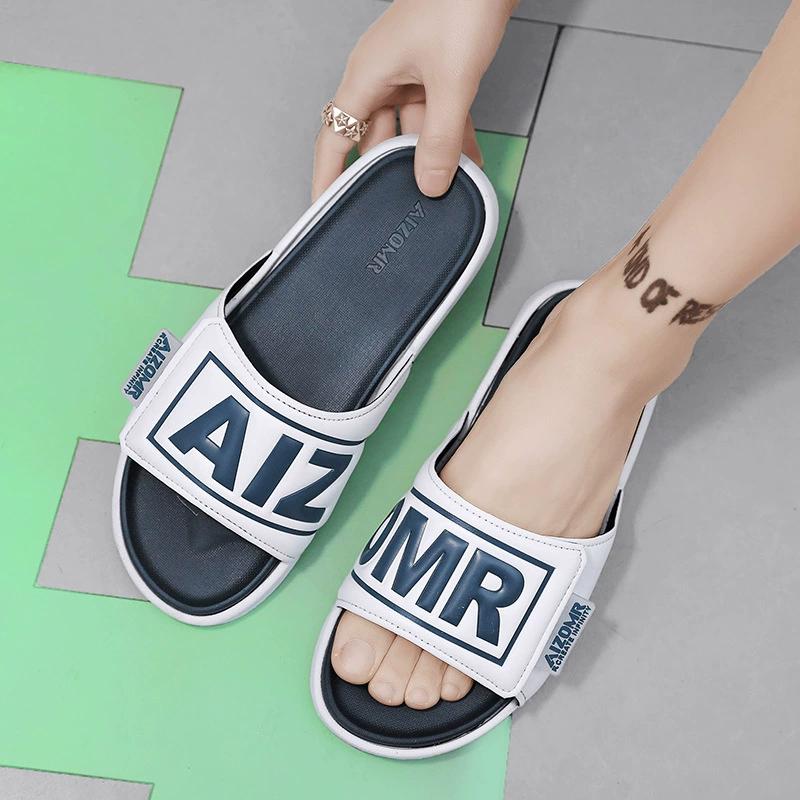 Мужские летние тапочки, уличные повседневные пляжные тапочки, трендовые персонализированные шлепанцы, сандалии, шлепанцы, нескользящая обувь в стиле хип-хоп