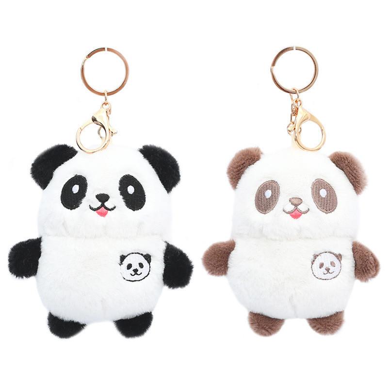 Cute Panda Plush Keychain Soft Snow Mink Fur Stuffed Animal Bag Charm