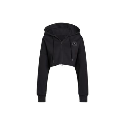 X Stella McCartney Collaboration Solid Logo Micro Badge Hooded Zip Short Jacket Women Jacket Black H59962