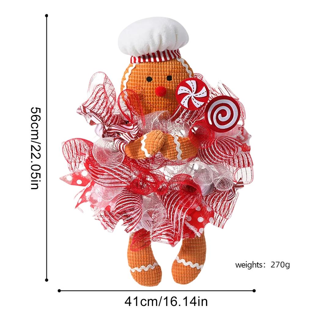 Рождественский венок на дверь Рождественский венок с куклой пряничного человечка Рождественская подвесная табличка с пряничным человечком Рождественские украшения для входной двери