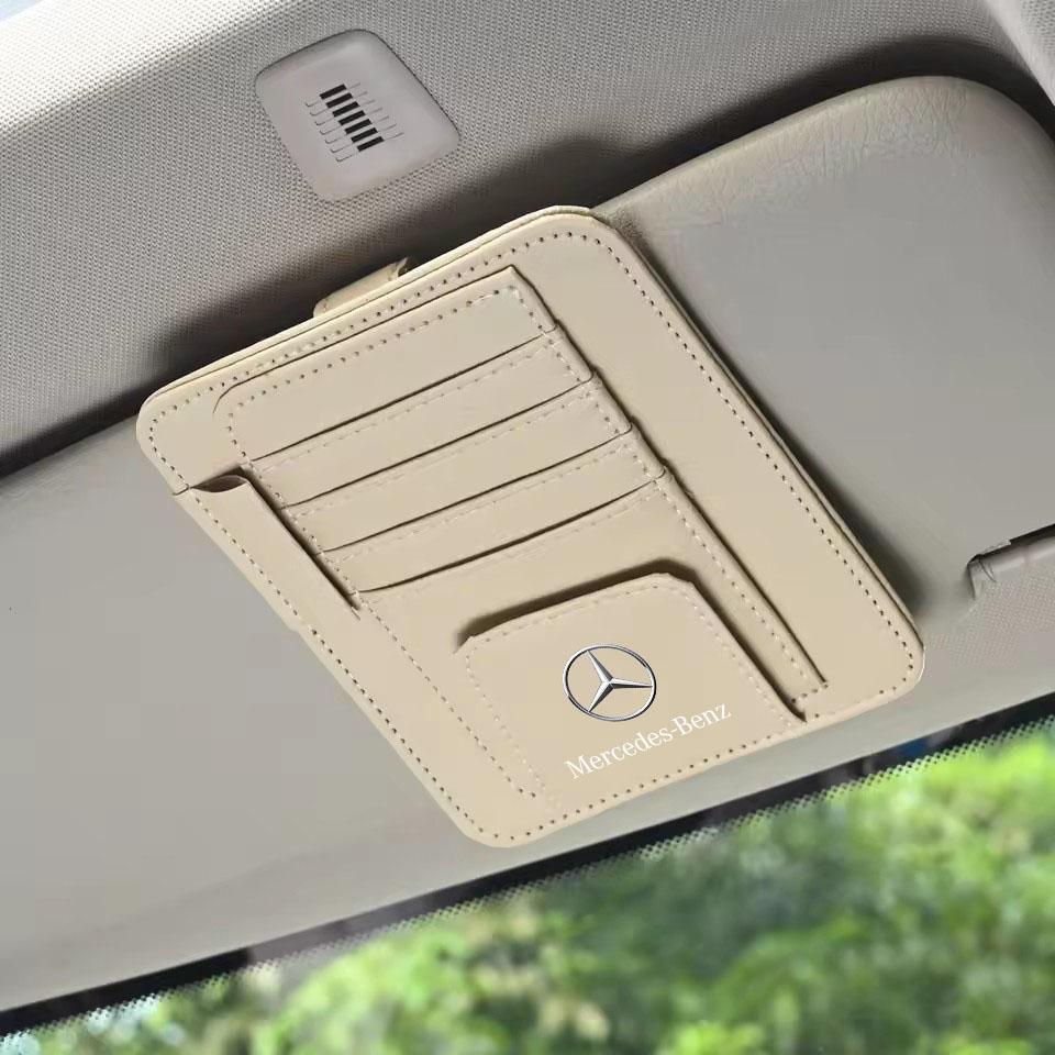 Car PU Leather Sun Visor Sunglasses Ticket Card Storage Bag For Mercedes Benz A B C E S Class CLA CLS SLK GLA GLC GLB GLK AMG W2