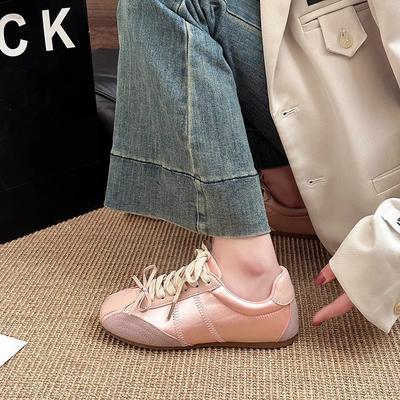 Ретро модные розовые кроссовки с бантом весенние новые на ремешках повседневная обувь женская обувь