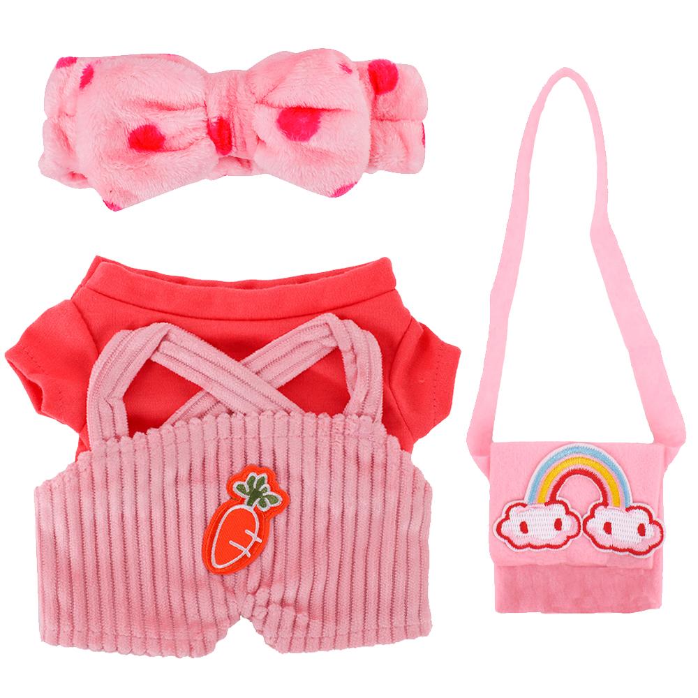 Kawaii Plush Doll Clothes Short Sleeved Headband Suspender Pants For 30cm Lalafanfan Clothes Accessories Duck Dolls Dress,Gifts
