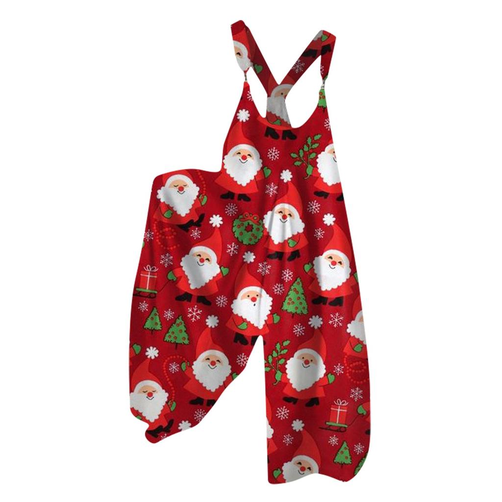 Женский летний комбинезон с рождественским принтом в винтажном стиле (Нерегулируемые ремни)