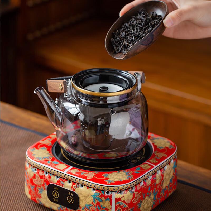 Handmade Ceramic Enamel Beam Handle Teapot