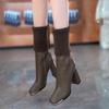 Модные Элегантные На каблуке Эластичные Женские Носки Ботинки Голенище до колена Готика Шик Обувь Распродажа Удобные Дизайнерские Роскошные Женские Длинные Сапоги