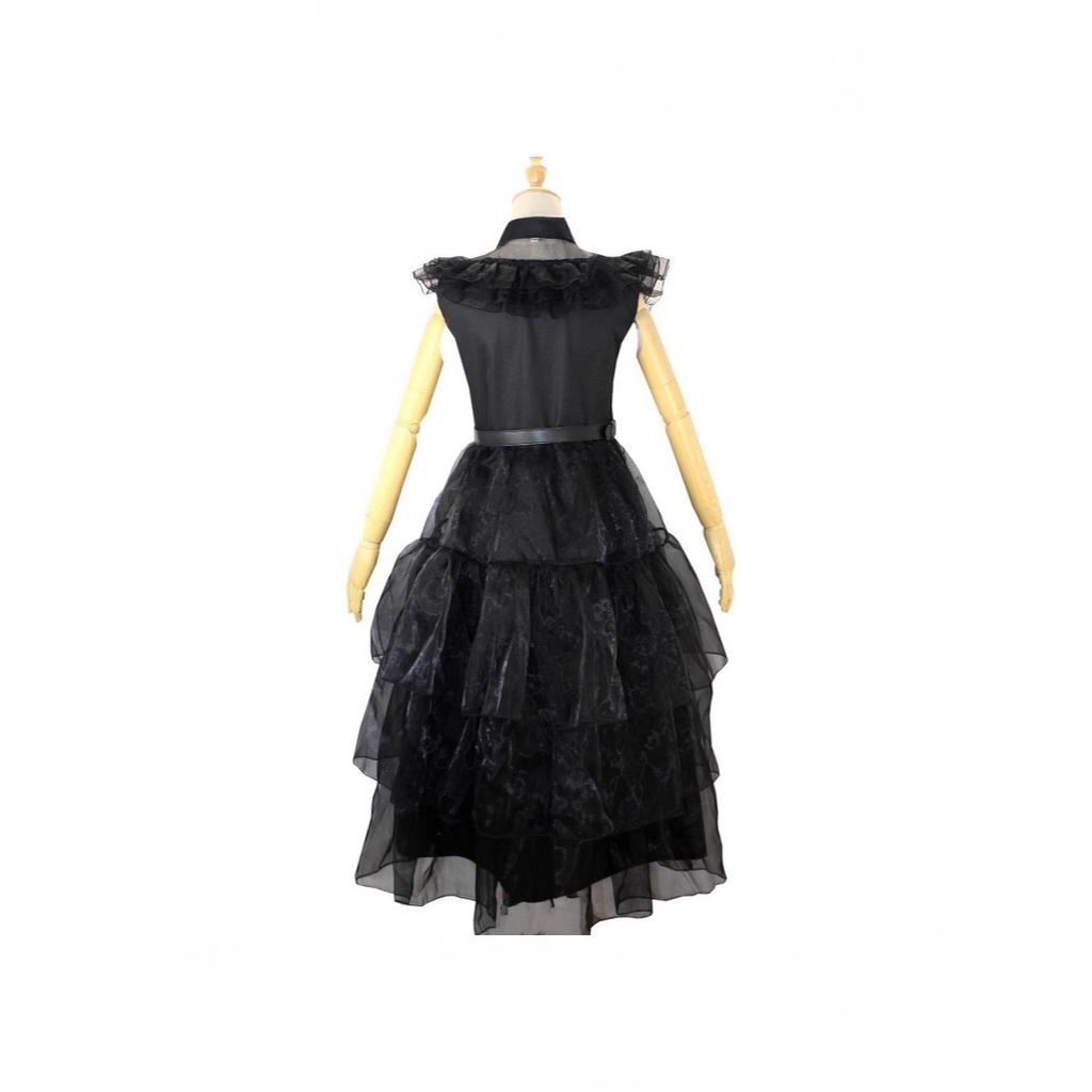 Addams Family Halloween Gothic Black Dress Cosplay Costume
