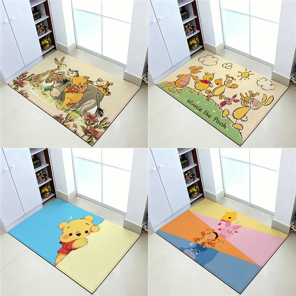 Cartoon W-Winnie The P-Pooh-S Carpet Bathroom Anti-slip Door Mat Home Decoration Mat Entrance Door Mat Scratch-resistant Door