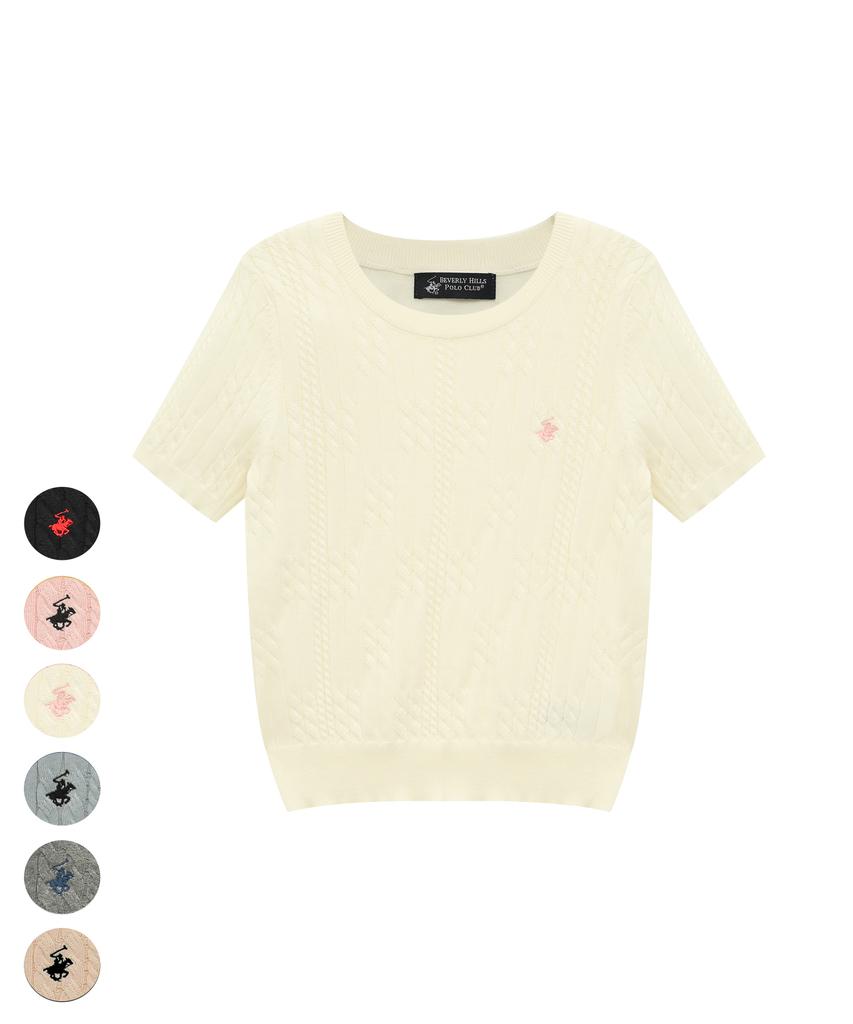 BHPOLOCLUB Women'S Tension Line Textured Short Sleeve Knit 7 Colors Tk018