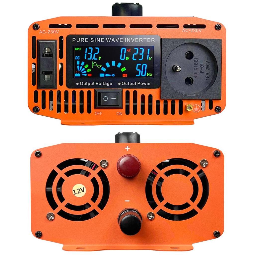 Car Inverter 12V/230V 1200W Pure Sine, LCD