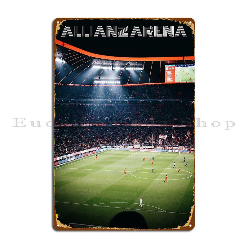 DORA Металлическая табличка Allizanz Arena Футбольный стадион Баварии Мюнхен Германия Металлические таблички Дизайны Ржавый Декор Покраска Стена Пещера Металлическая табличка Постер