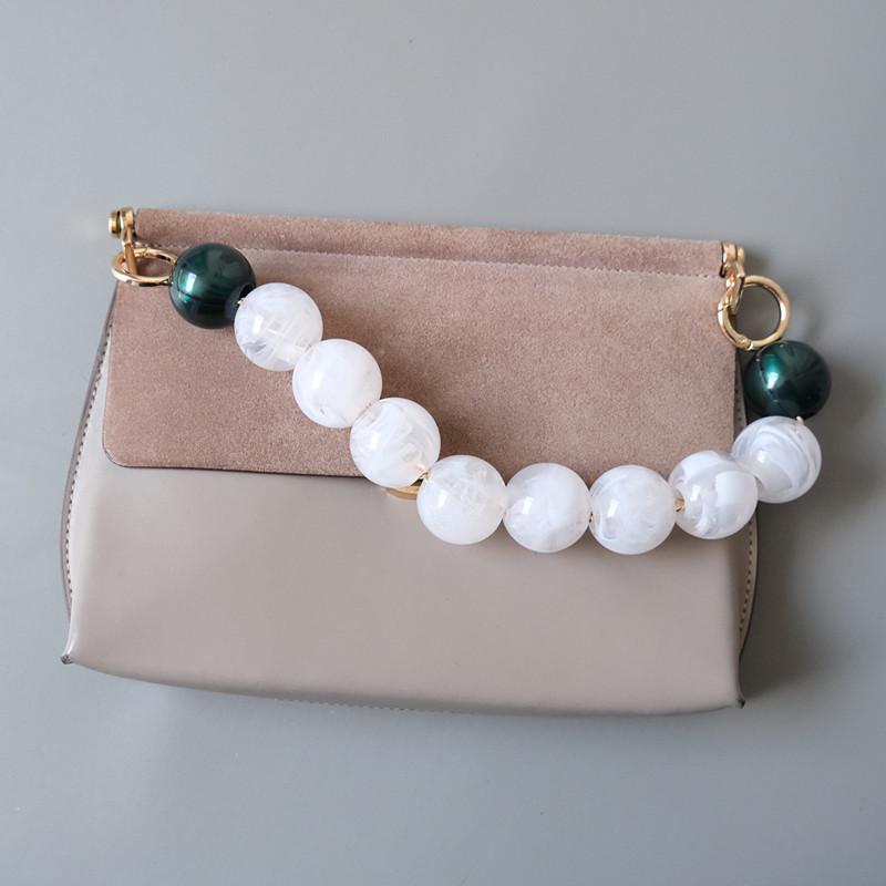 Новый аксессуар для женской сумки, белый, зеленый, часть из акриловой смолы, роскошный браслет из бисера ручной работы, женский сменный браслет с ручкой для сумки, обруч