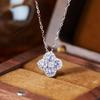 Серебряная подвеска-клевер со знаком зодиака и драгоценными камнями S925 для женщин - Цепочка на ключицу с перидотом и гранатом