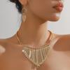 JMXD-Personality Exaggerated Cold Wind Fringe Necklace Geometric Circle High-end Earrings Collar Set Jewelry