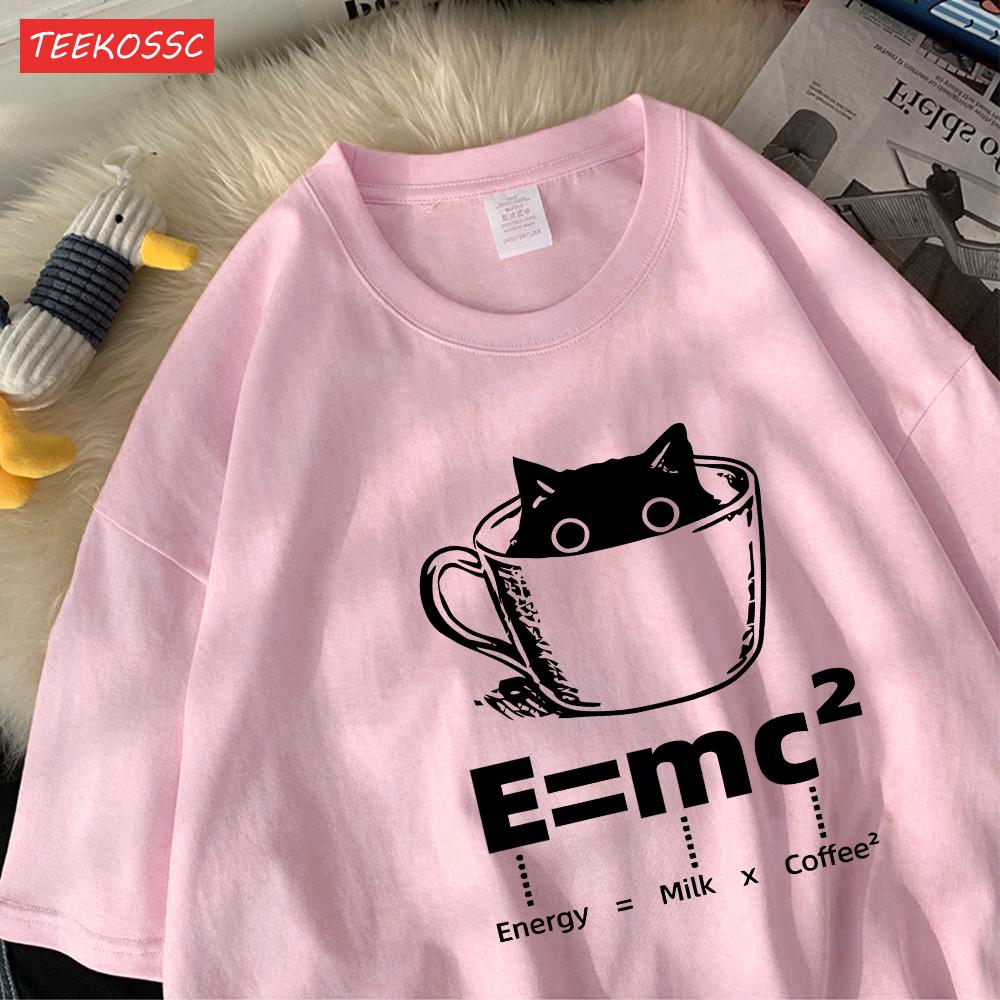 A Cup Of Kitten Is Equivalent To A Lattecotton Women TShirts Cartoons Prints Tops Soft ONeck Oversize T Shirt Summer Clothes