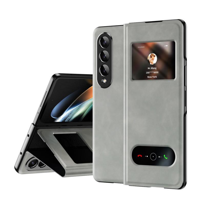 Premium PU Leather Flip Case With Side Window Galaxy Z Fold8 Fold7 Fold6 Fold5 Shockproof Stand Magnetic