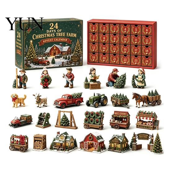 Holiday Countdown Toy 2026 Christmas Tree Farm Advent Calendar, 24 Days Box with Mini December Figures And Accessories for Kids Collectors,