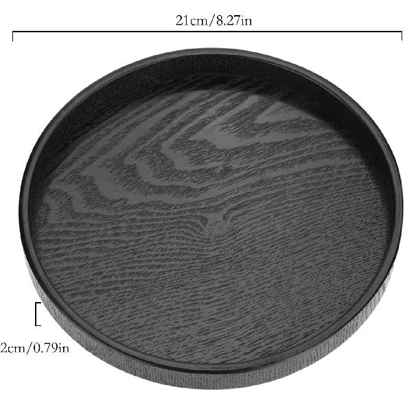 Round Wood Serving Tray, Solid Wooden Decorative Tray Non-Slip Tea Coffee Table Tray Snack Plate Food Meals Serving Tray with Raised Edges for Home