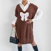 Womens Loose Fit Sleeveless Knit Dress V-Neck Butterfly Embroidery Vest 2025 Winter