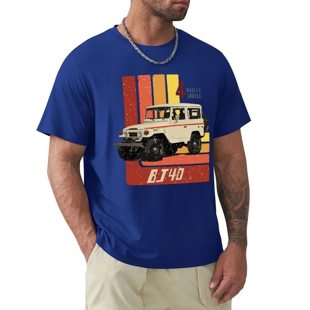 Мужская футболка Retro Land Cruiser FJ40 Jdm Humorous 100% Cotton Tee Shirt Short Sleeve Top Speed Car T Shirts Tops