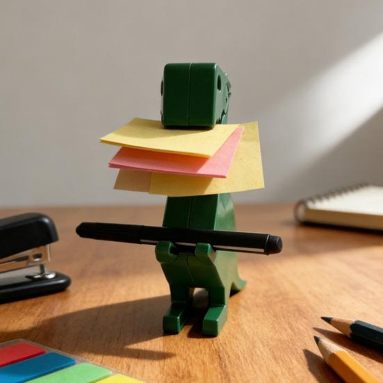 3D Наклейка Динозавр Держатель для заметок Подставка для ручек Забавный настольный органайзер для заметок с диспенсером для настольных заметок