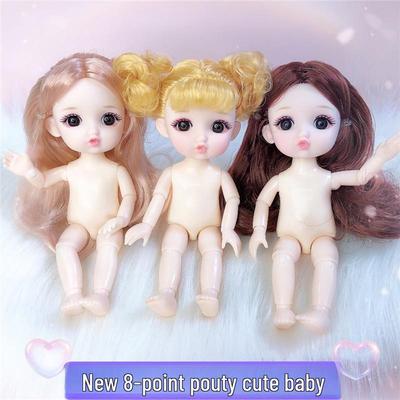 17 см 8-точечная кукла BJD с пухлыми губами, реалистичными 3D глазами, 13 шарниров