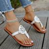 Women Slippers Large 43 Outside Casual Beach Shoes Summer New Flats Flip Flop Sandals Walking Clip Toe Rome Buckle Ladies Slides