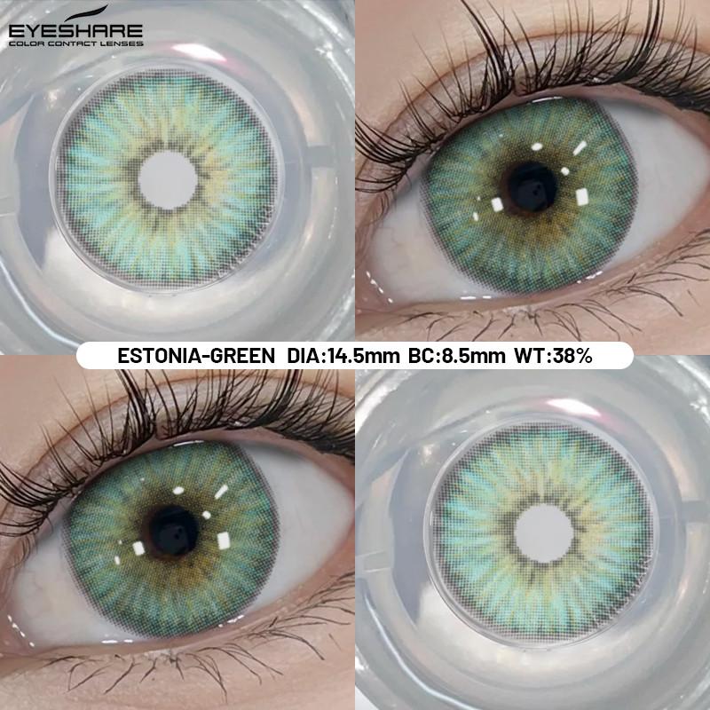 Eyeshare 1 Pair Green Color Cosplay Lens Hot Sale Contact Lenses for Role Playing Anime Eye Makeup Halloween Softlens