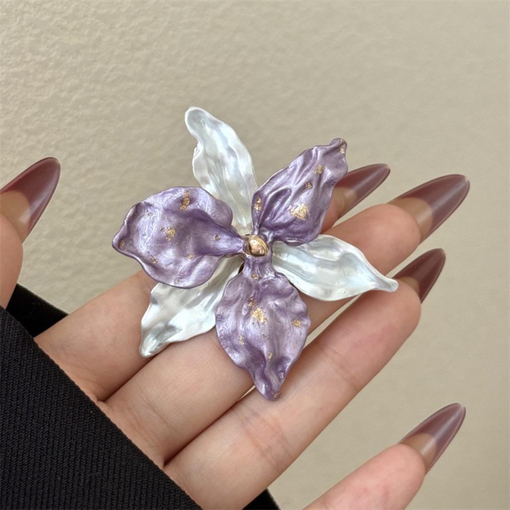 Белый Ирис Цветок Капельное Масло Цветочное Кольцо Бабочка Орхидея Французское Неправильной Формы Кольцо Женщины