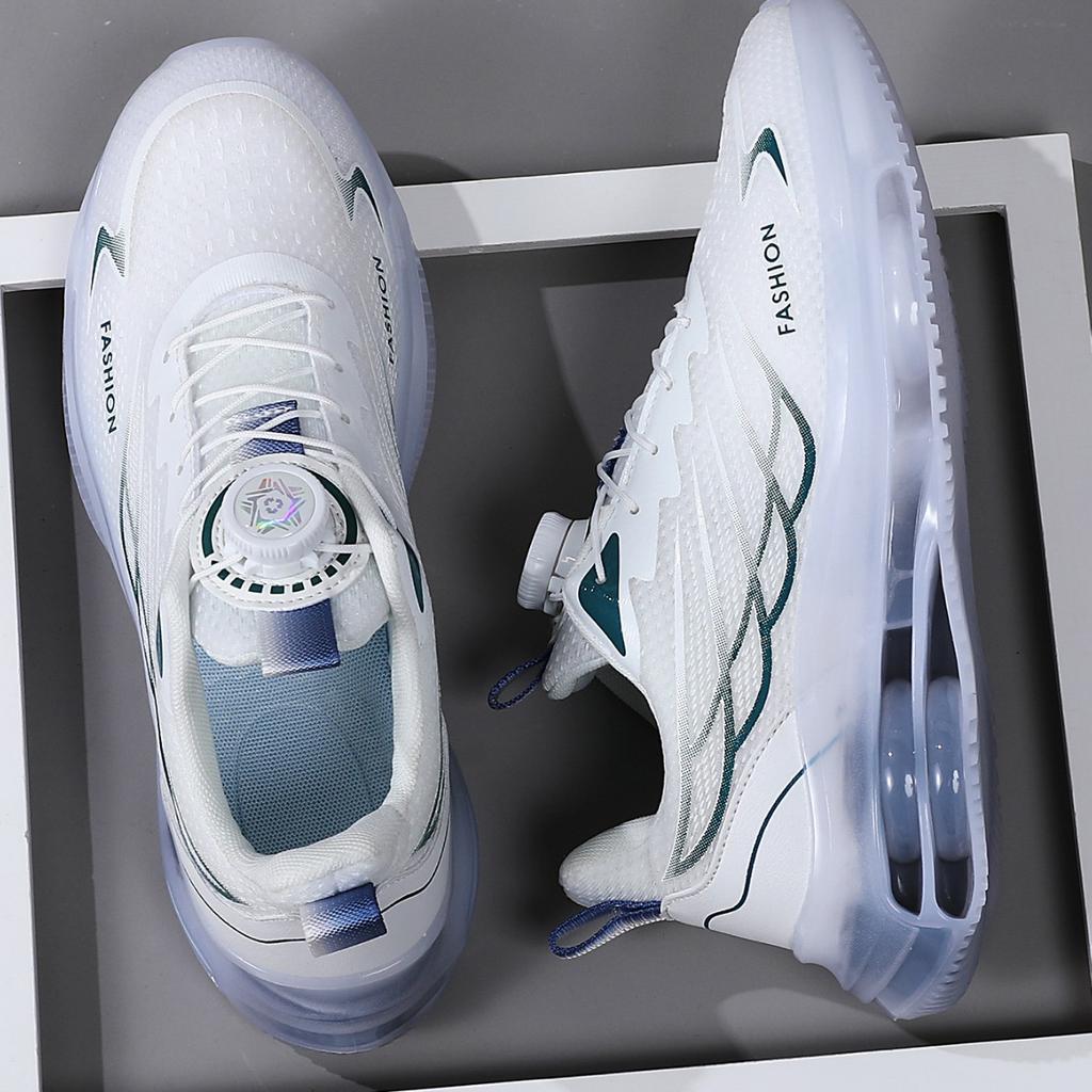 Rotating button men's shoes spring new youth sports running casual non-slip heightening platform casual shoes