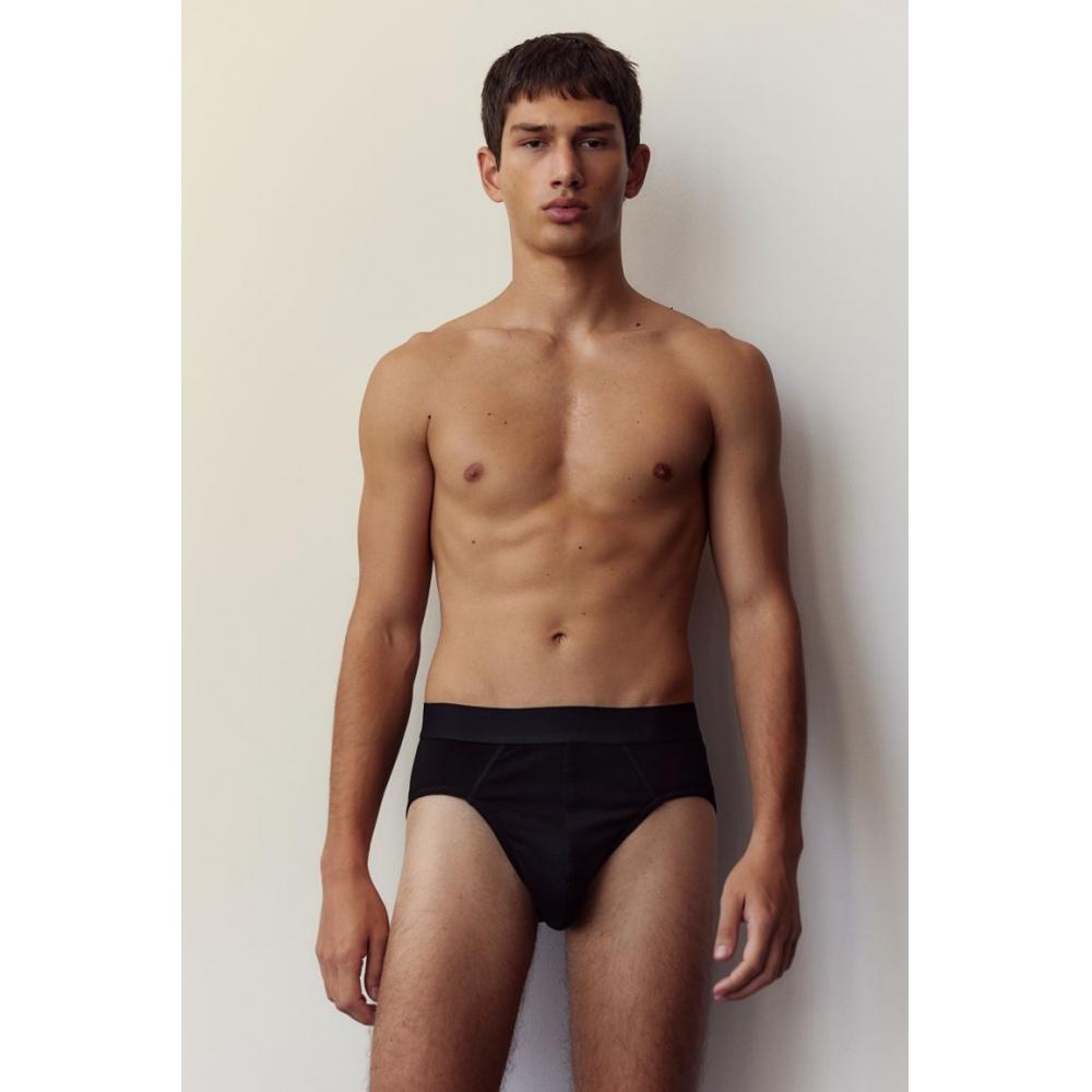 Трусы HM из 3 предметов, лайкра, черный цвет