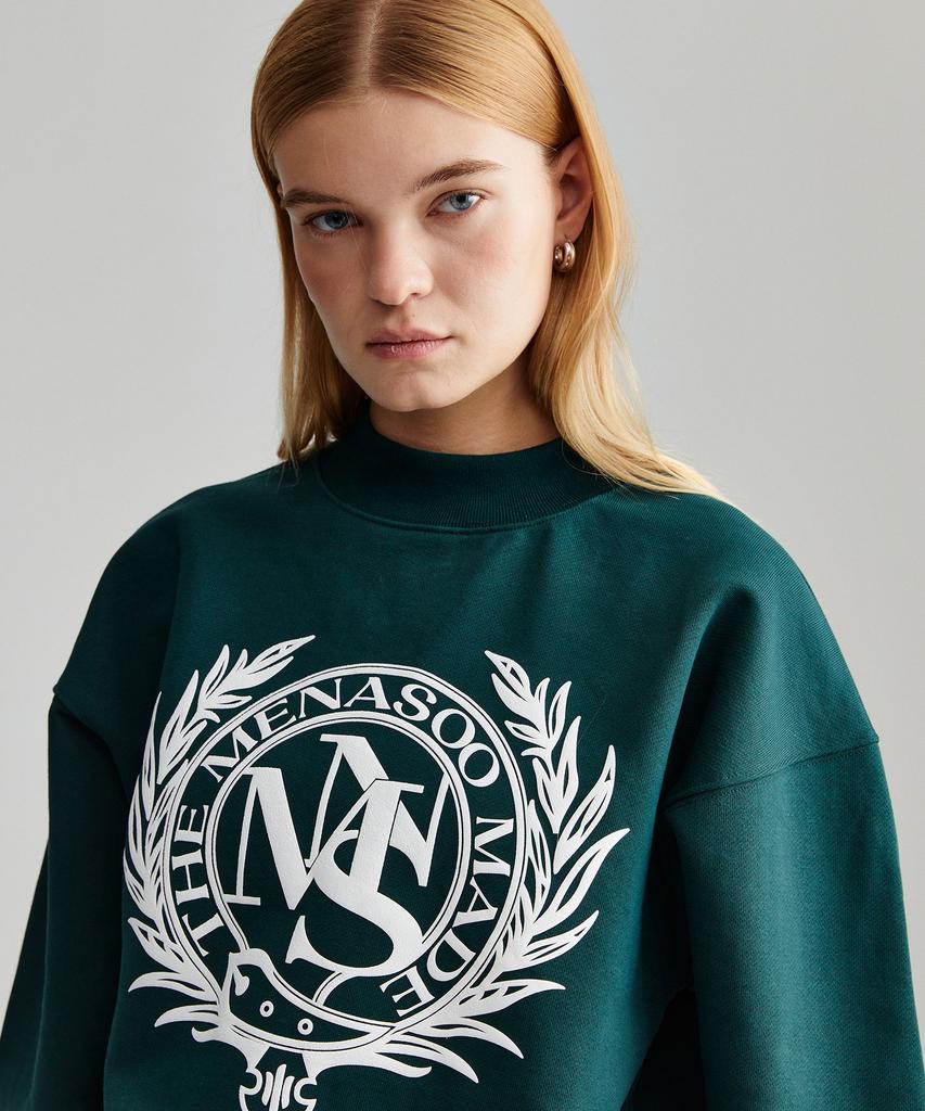 Minasu Унисекс Худи Heritage Emblem с воротником-стойкой Зеленое