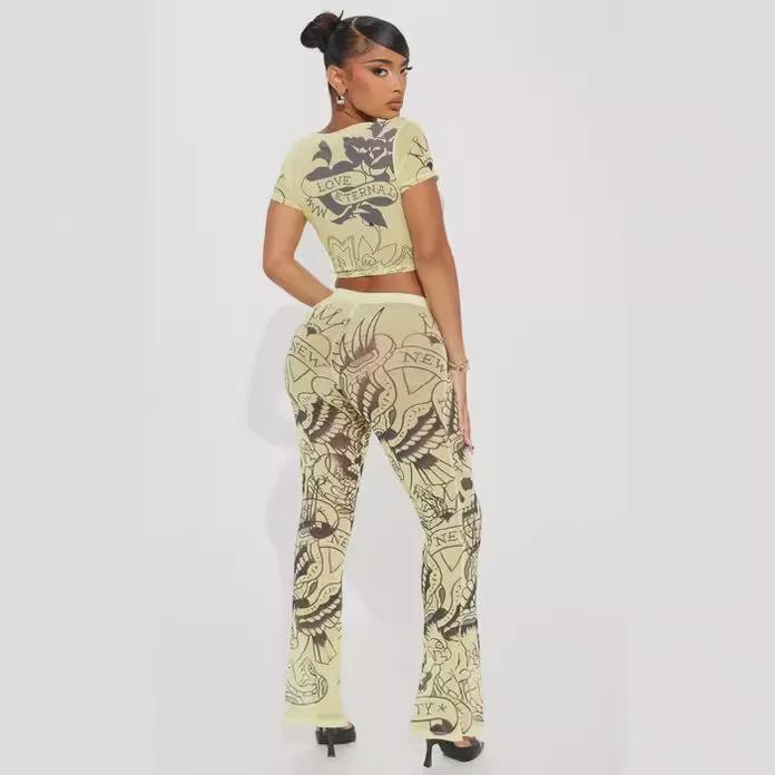 Летний повседневный костюм с коротким рукавом и принтом 2024 г.