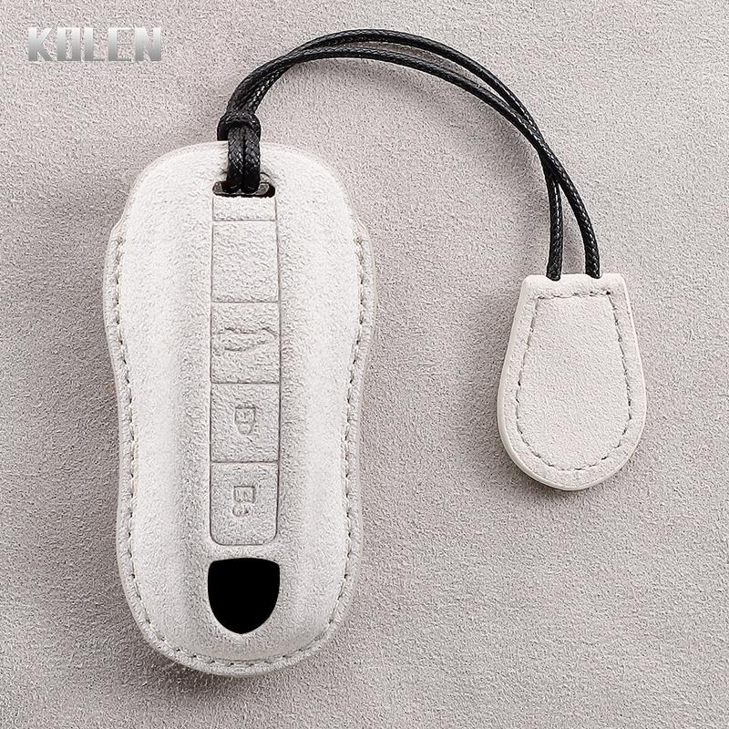 AABKR1 Leather Car Remote Key Case Cover Shell For Porsche Panamera Cayenne 971 911 9YA Boxster 3 Buttons Protected Fob Accessories Bag